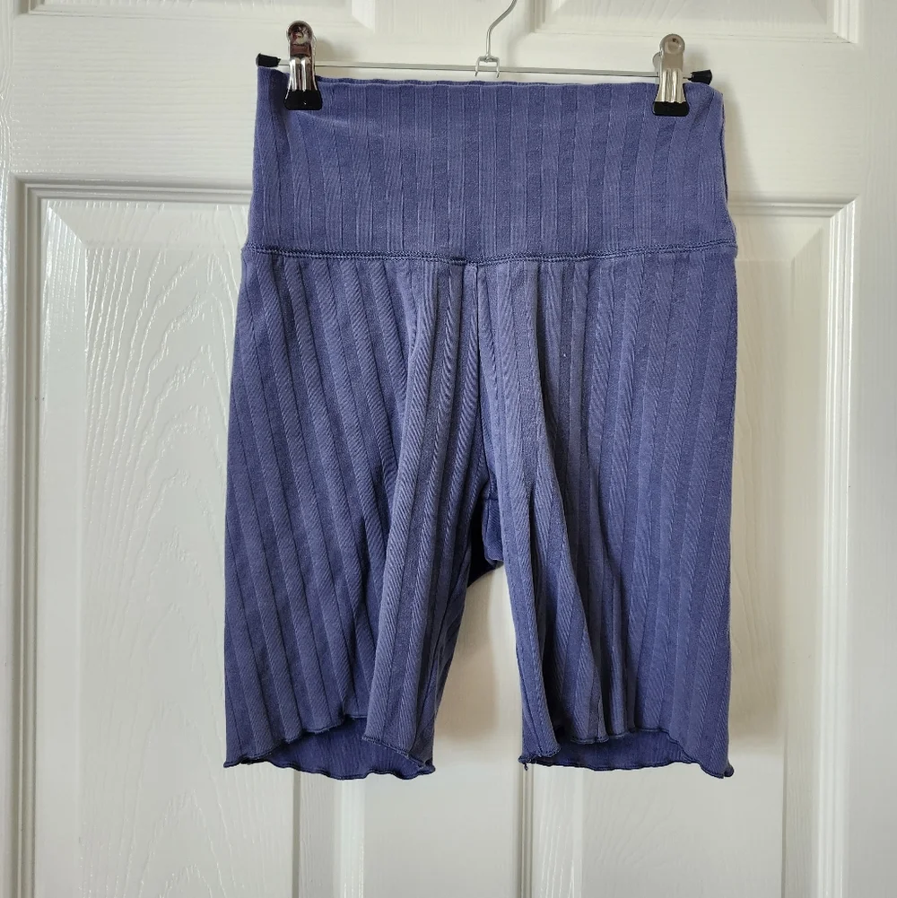 Aerie Ribbed Navy High-Waisted Shorts
